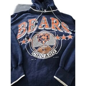 Vintage 1990 Logo 7 NFL Chicago Bears Short Cropped Hoodie Hooded Pullover Large